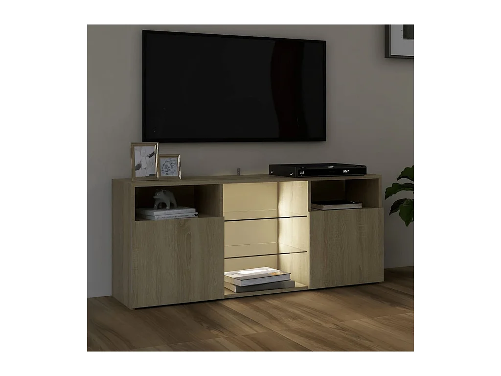 Webster City  Meuble TV avec lumières LED chêne sonoma 120x30x50 cm