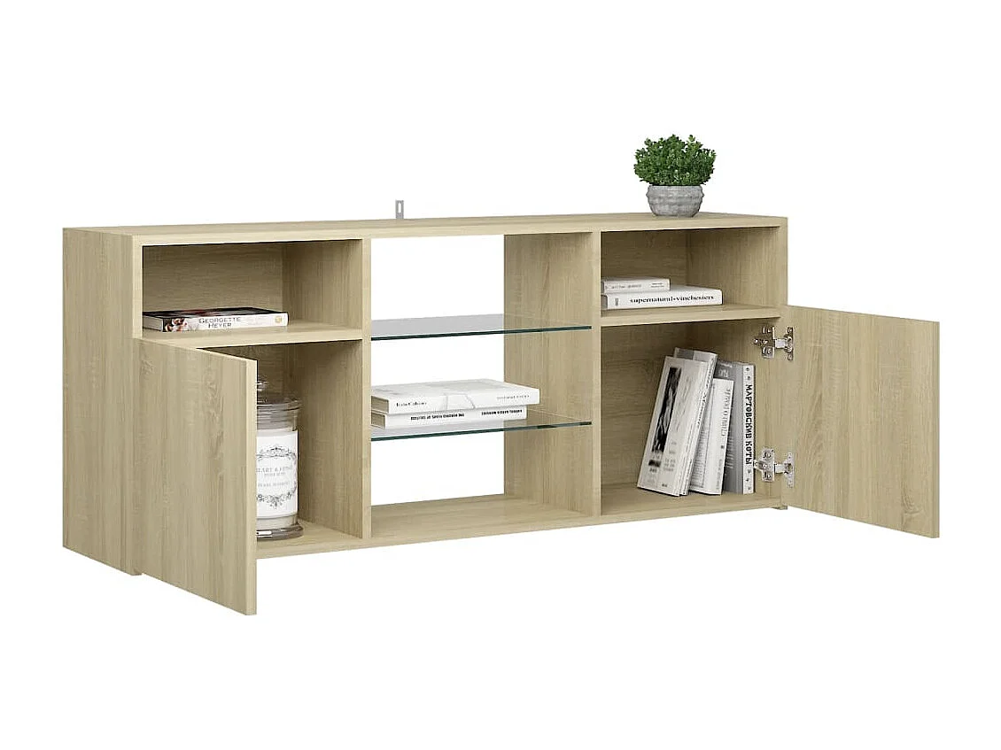 Webster City  Meuble TV avec lumières LED chêne sonoma 120x30x50 cm