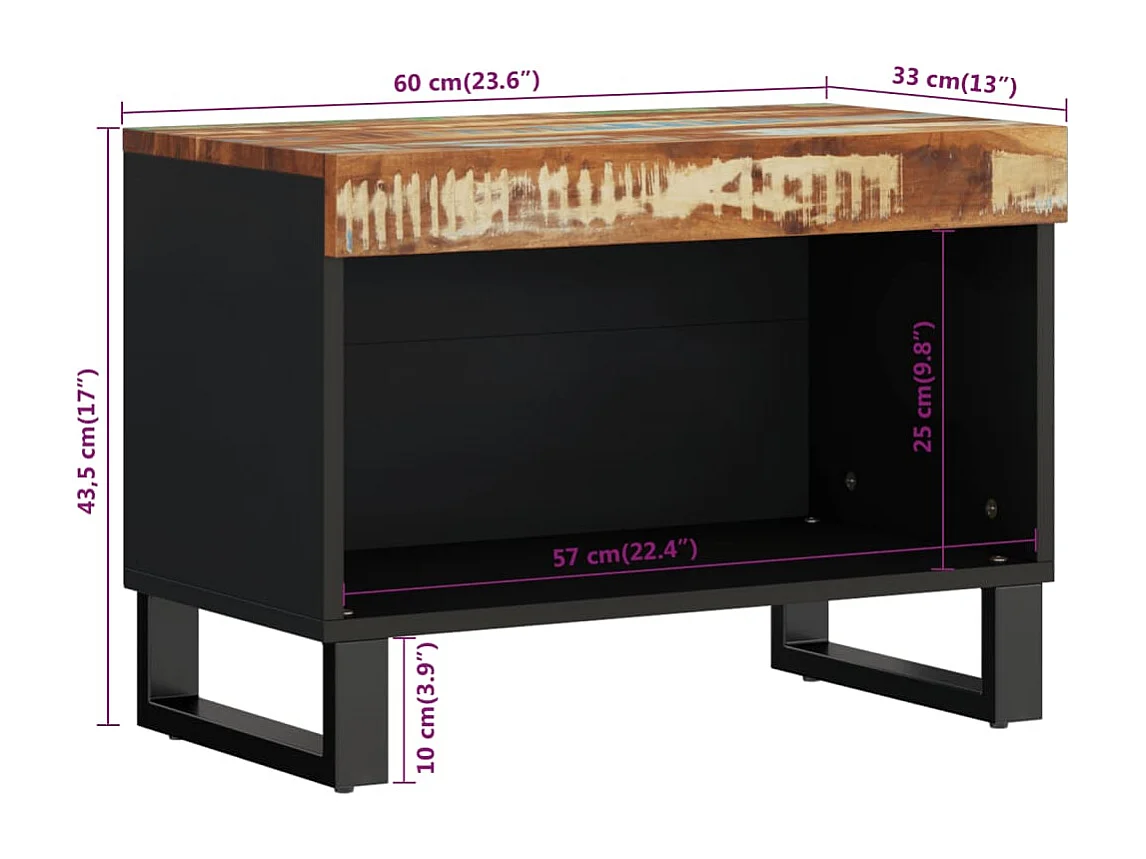 Nylvi  Meuble TV 60x33x43,5 cm bois massif de récupération