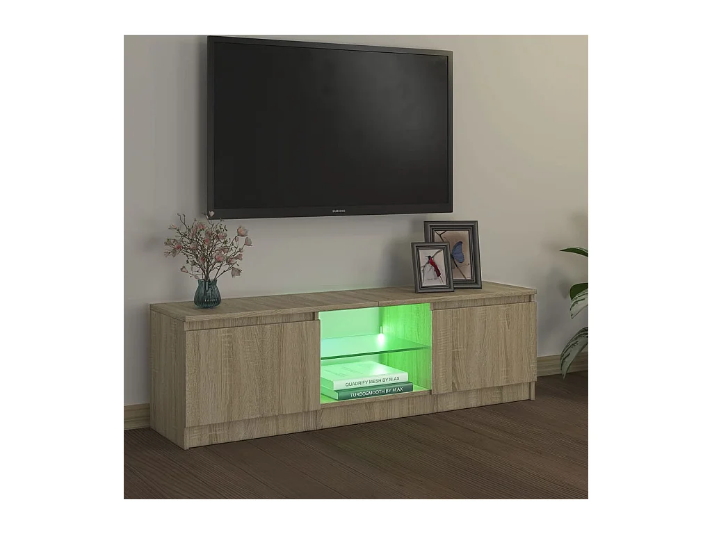 Vasil  Meuble TV avec lumières LED chêne sonoma 120x30x36 cm