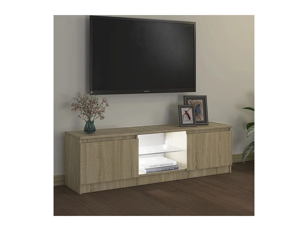 Vasil  Meuble TV avec lumières LED chêne sonoma 120x30x36 cm