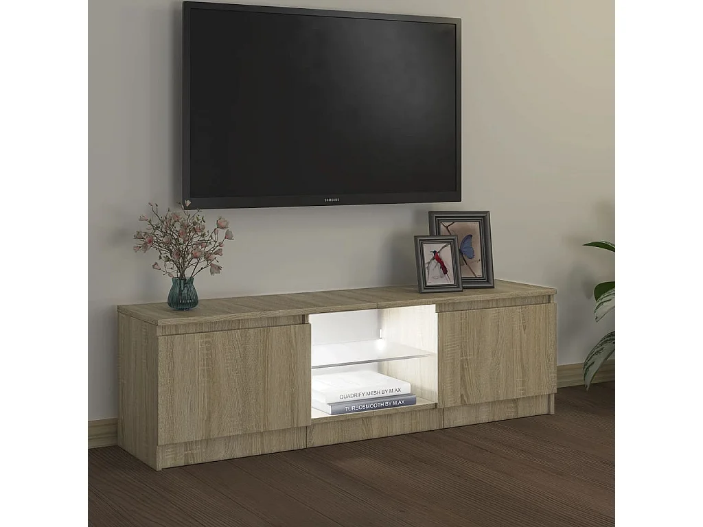 Vasil  Meuble TV avec lumières LED chêne sonoma 120x30x36 cm