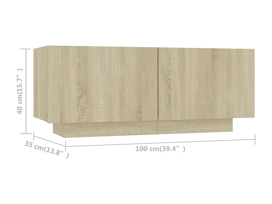 Westwego  Meuble TV Chêne sonoma 100x35x40 cm Bois d'ingénierie