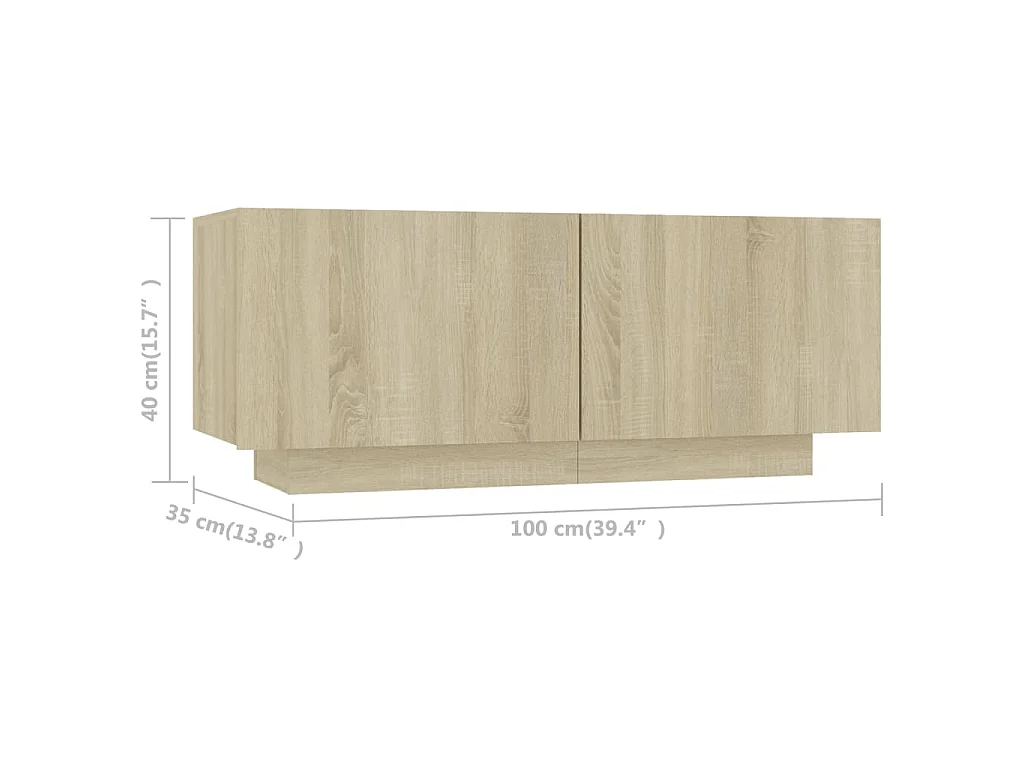 Westwego  Meuble TV Chêne sonoma 100x35x40 cm Bois d'ingénierie
