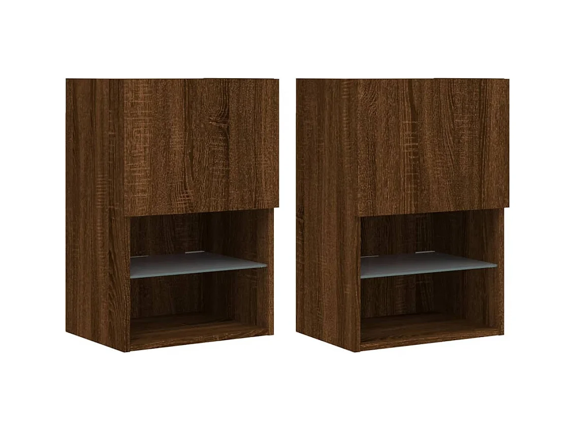 Almar  Meubles TV avec lumières LED 2 pcs chêne marron 40,5x30x60 cm