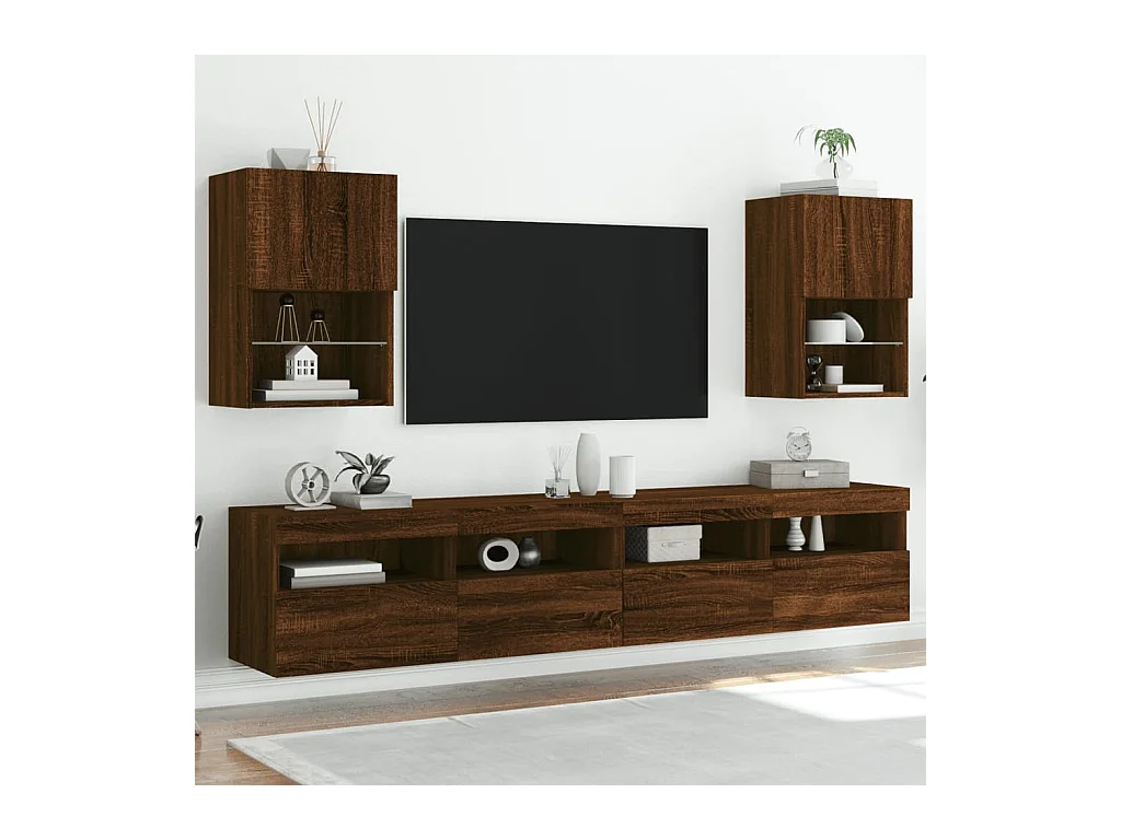 Almar  Meubles TV avec lumières LED 2 pcs chêne marron 40,5x30x60 cm