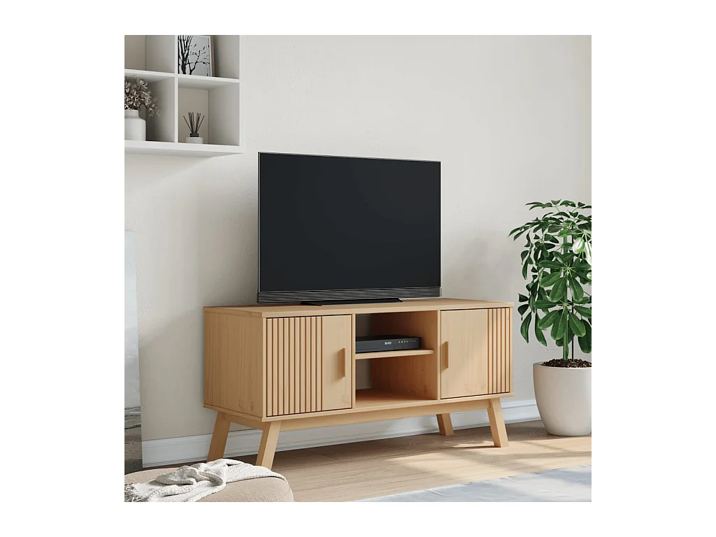 Mykarl  Meuble TV OLDEN marron 114x43x57 cm bois de pin massif