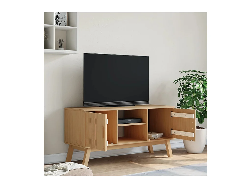 Mykarl  Meuble TV OLDEN marron 114x43x57 cm bois de pin massif