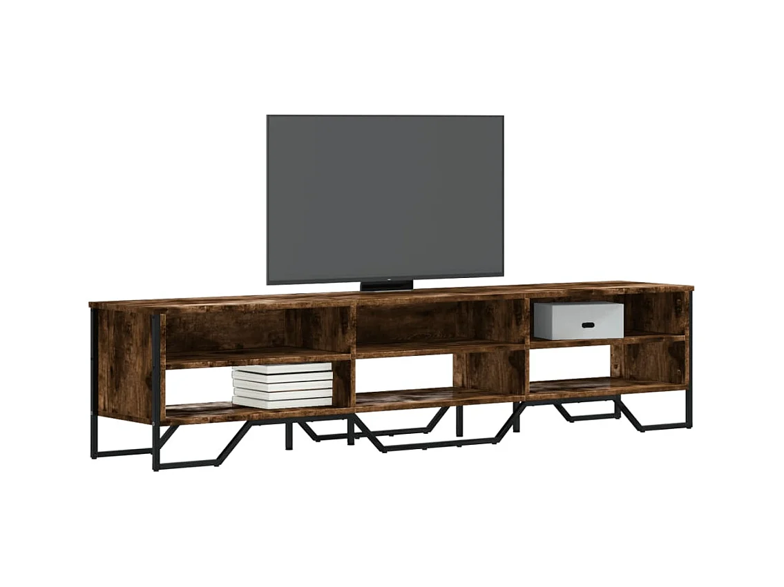 Zylar  Meuble TV chêne fumé 180x34x41 cm bois d'ingénierie