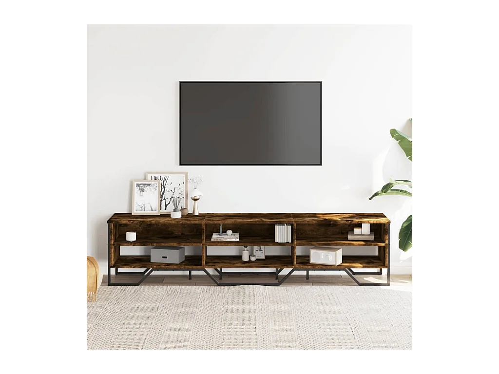 Zylar  Meuble TV chêne fumé 180x34x41 cm bois d'ingénierie