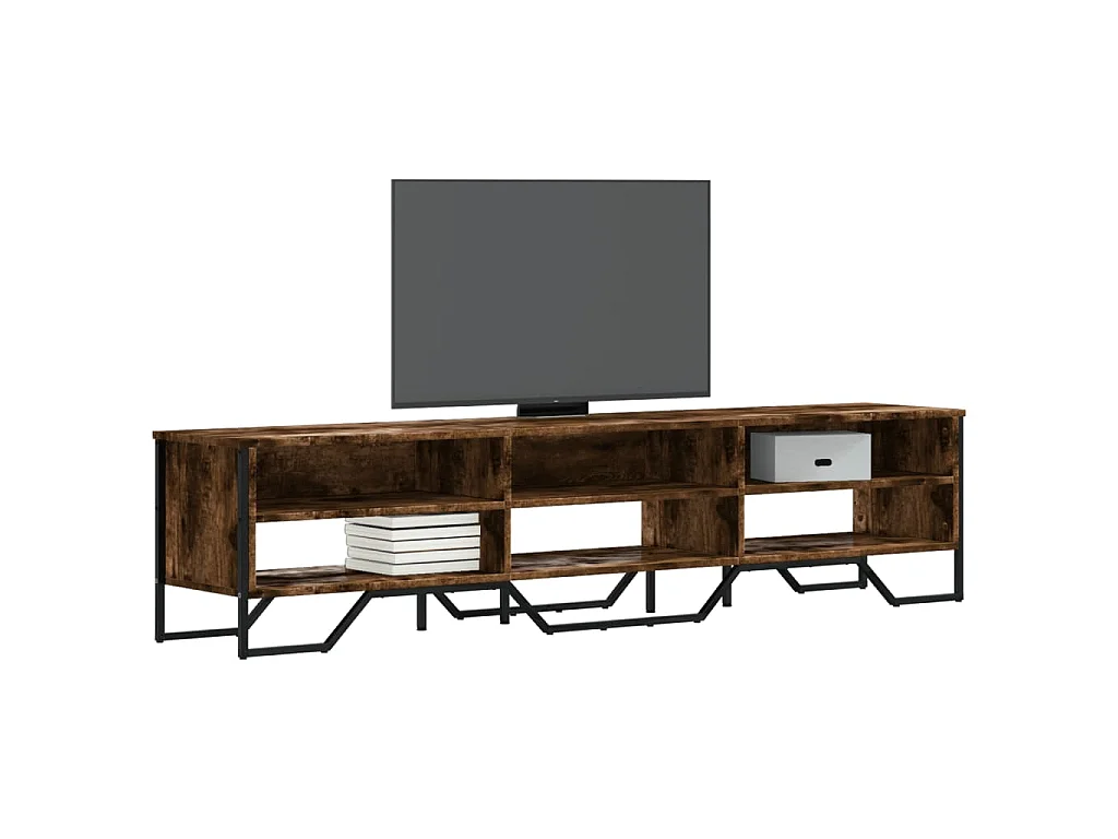 Zylar  Meuble TV chêne fumé 180x34x41 cm bois d'ingénierie