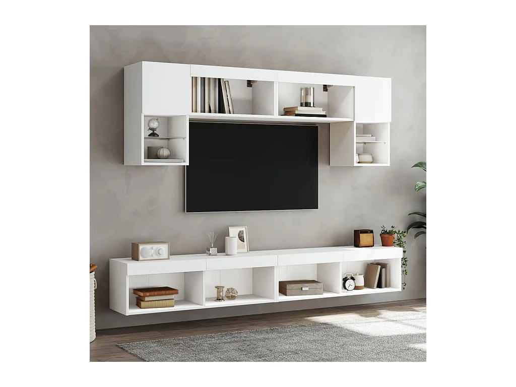 Mano  Meubles TV avec lumières LED 2 pcs blanc 100x30x30 cm