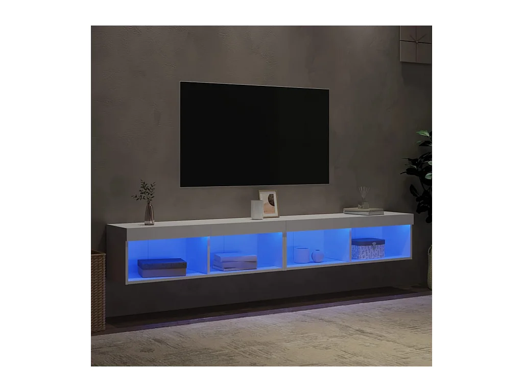 Mano  Meubles TV avec lumières LED 2 pcs blanc 100x30x30 cm