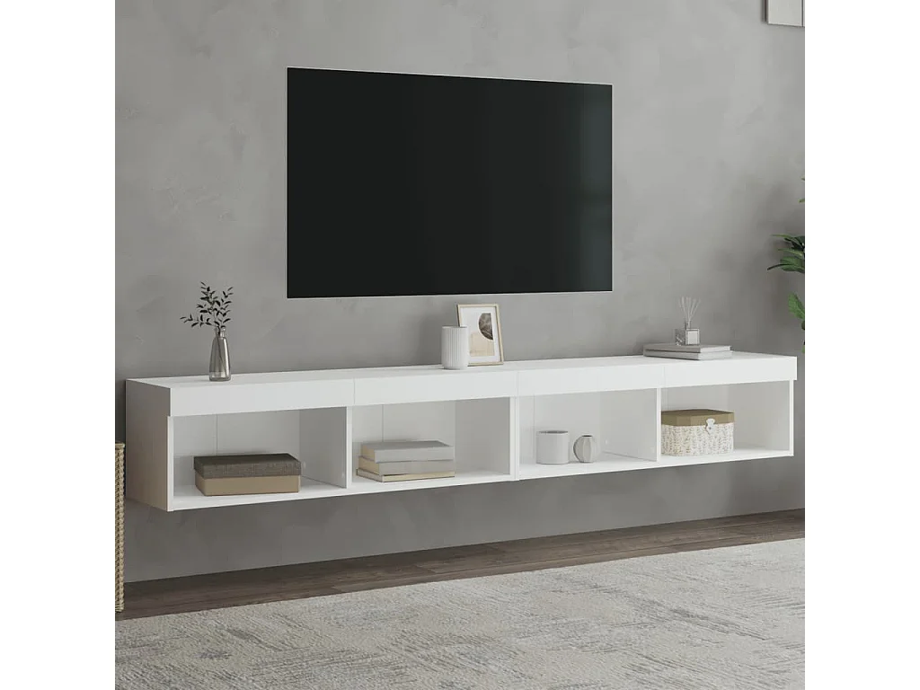Mano  Muebles de TV con luces LED 2 uds blanco 100x30x30 cm
