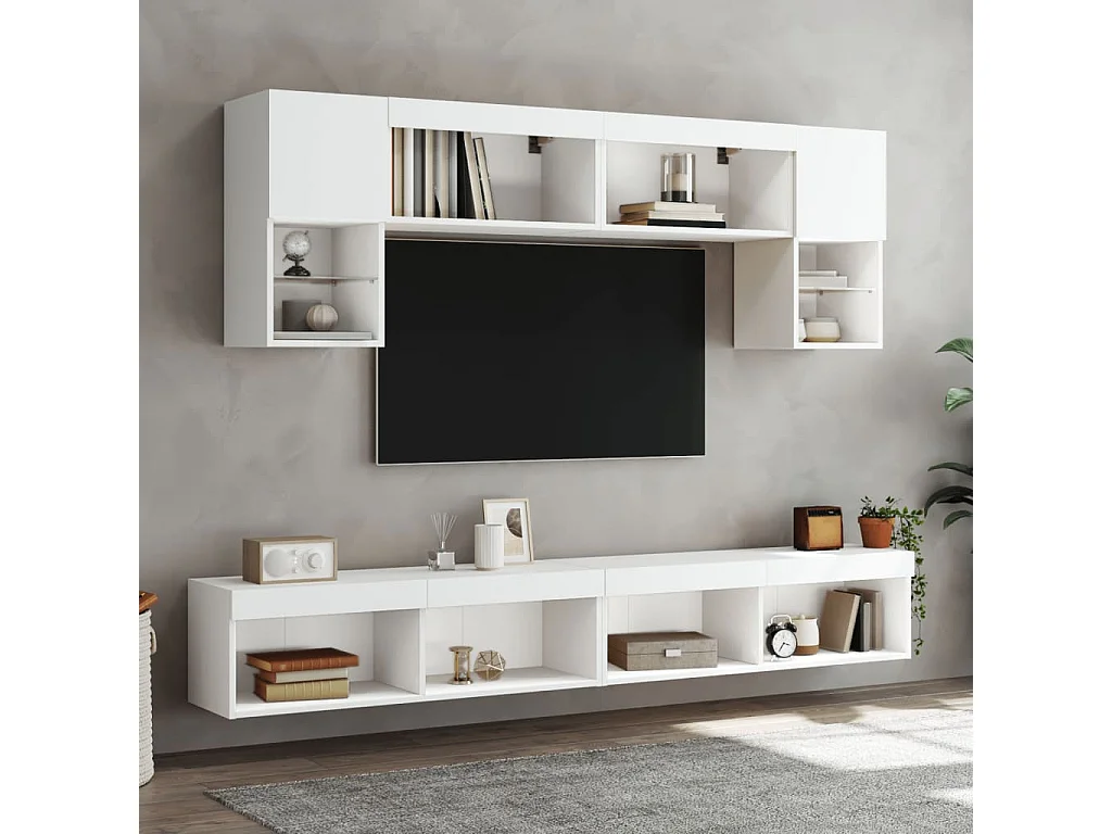 Mano  Muebles de TV con luces LED 2 uds blanco 100x30x30 cm