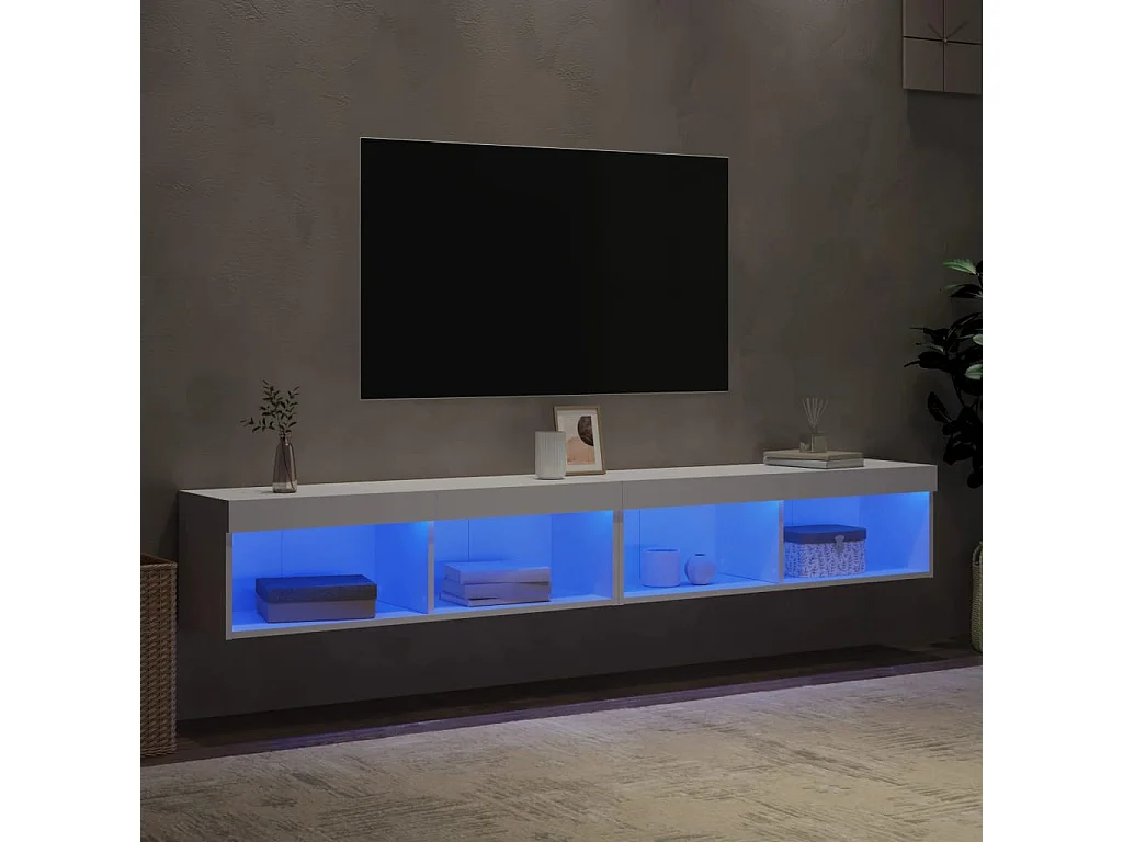 Mano  Muebles de TV con luces LED 2 uds blanco 100x30x30 cm