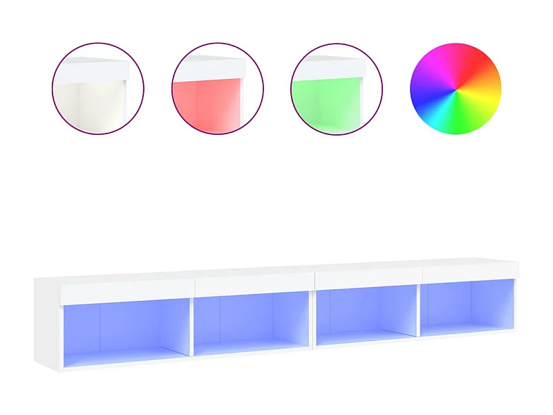 Mano  Muebles de TV con luces LED 2 uds blanco 100x30x30 cm