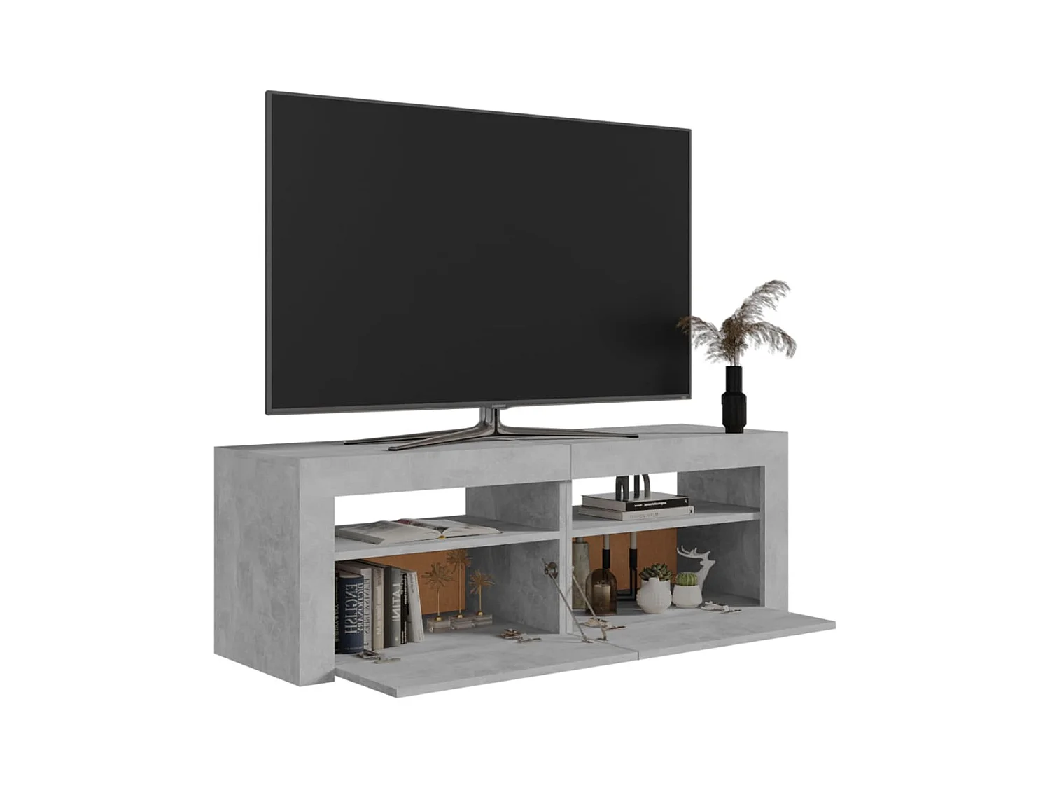 Denril  Meuble TV avec lumières LED gris béton 120x35x40 cm