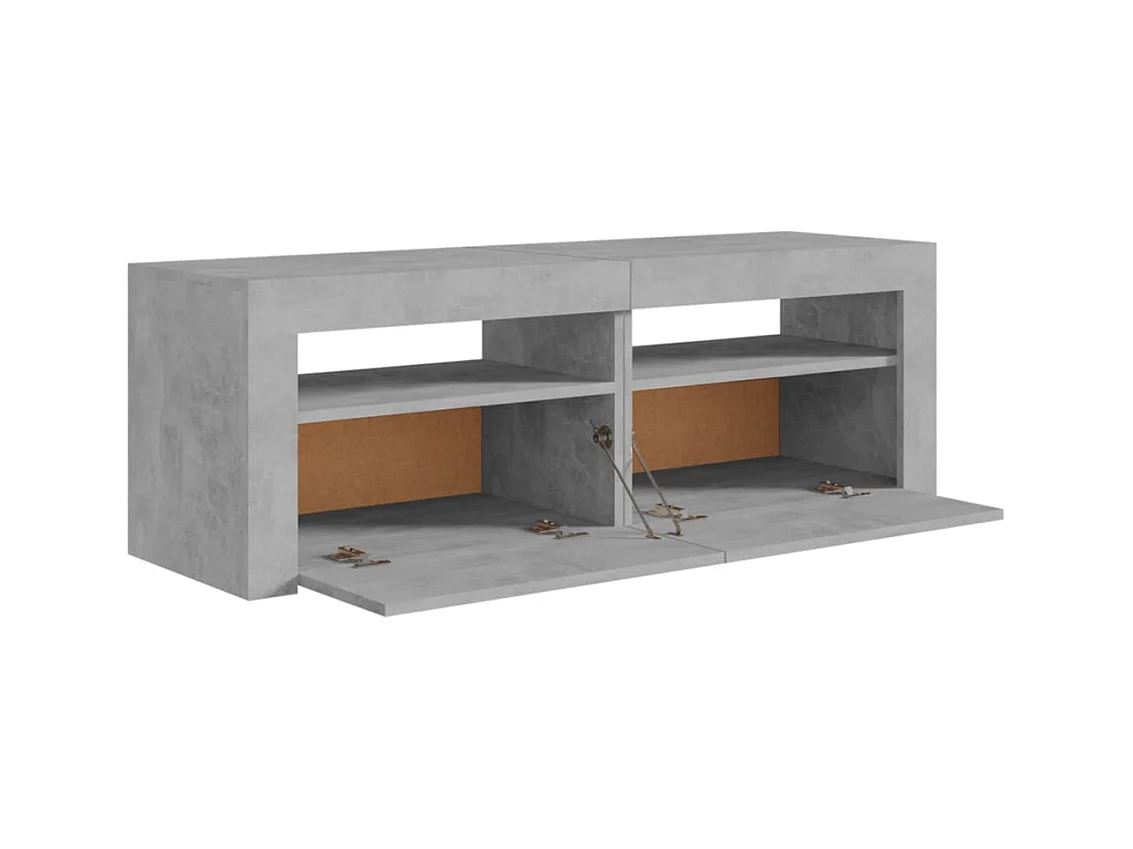Denril  Meuble TV avec lumières LED gris béton 120x35x40 cm