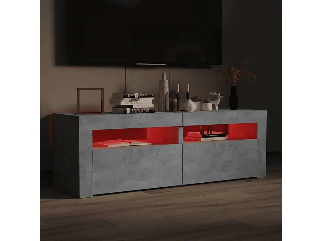 Denril  Meuble TV avec lumières LED gris béton 120x35x40 cm