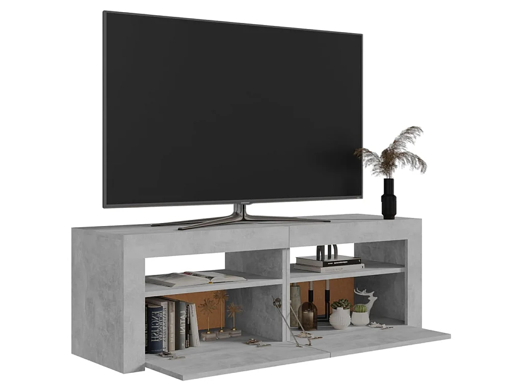 Denril  Meuble TV avec lumières LED gris béton 120x35x40 cm