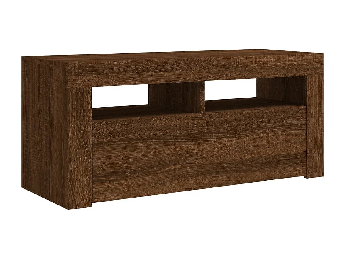 Kristineberg  Meuble TV avec lumières LED Chêne marron 90x35x40 cm