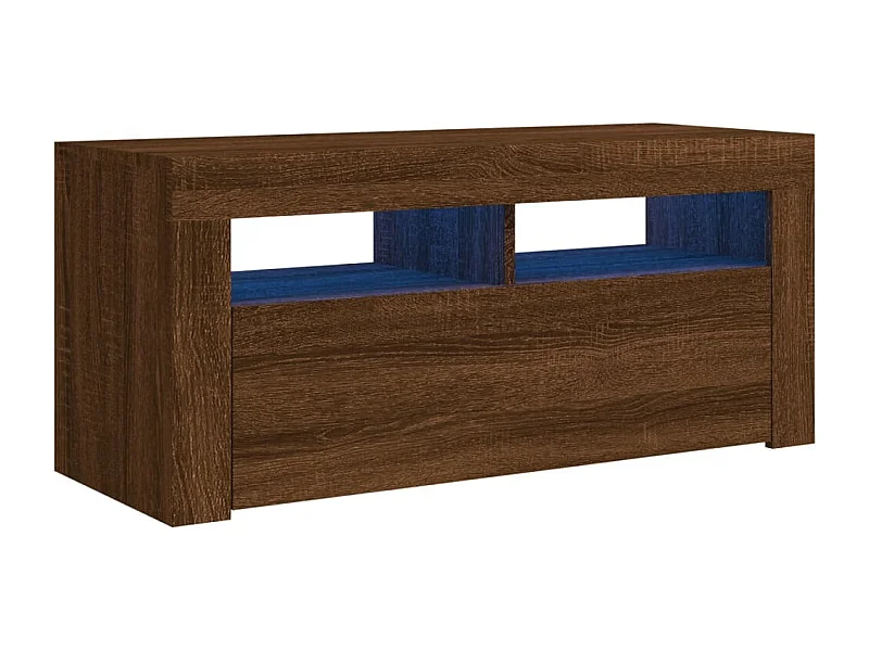 Kristineberg  Meuble TV avec lumières LED Chêne marron 90x35x40 cm