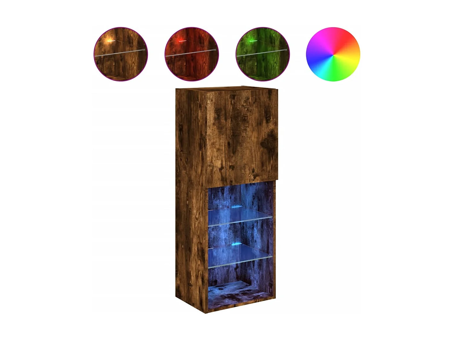 Almar  Meuble TV avec lumières LED chêne fumé 40,5x30x102 cm