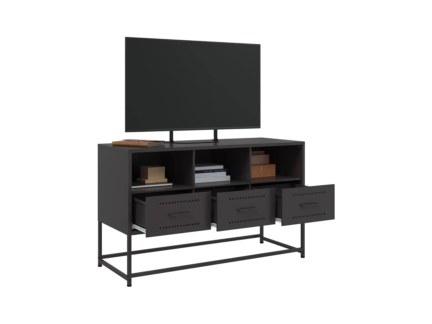 Lysri  Meuble TV noir 100,5x39x60,5 cm acier