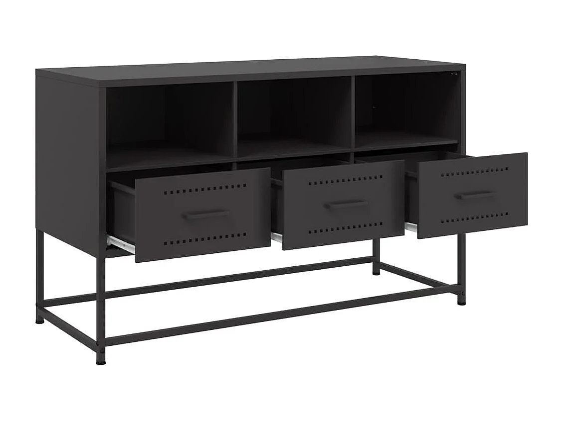 Lysri  Meuble TV noir 100,5x39x60,5 cm acier