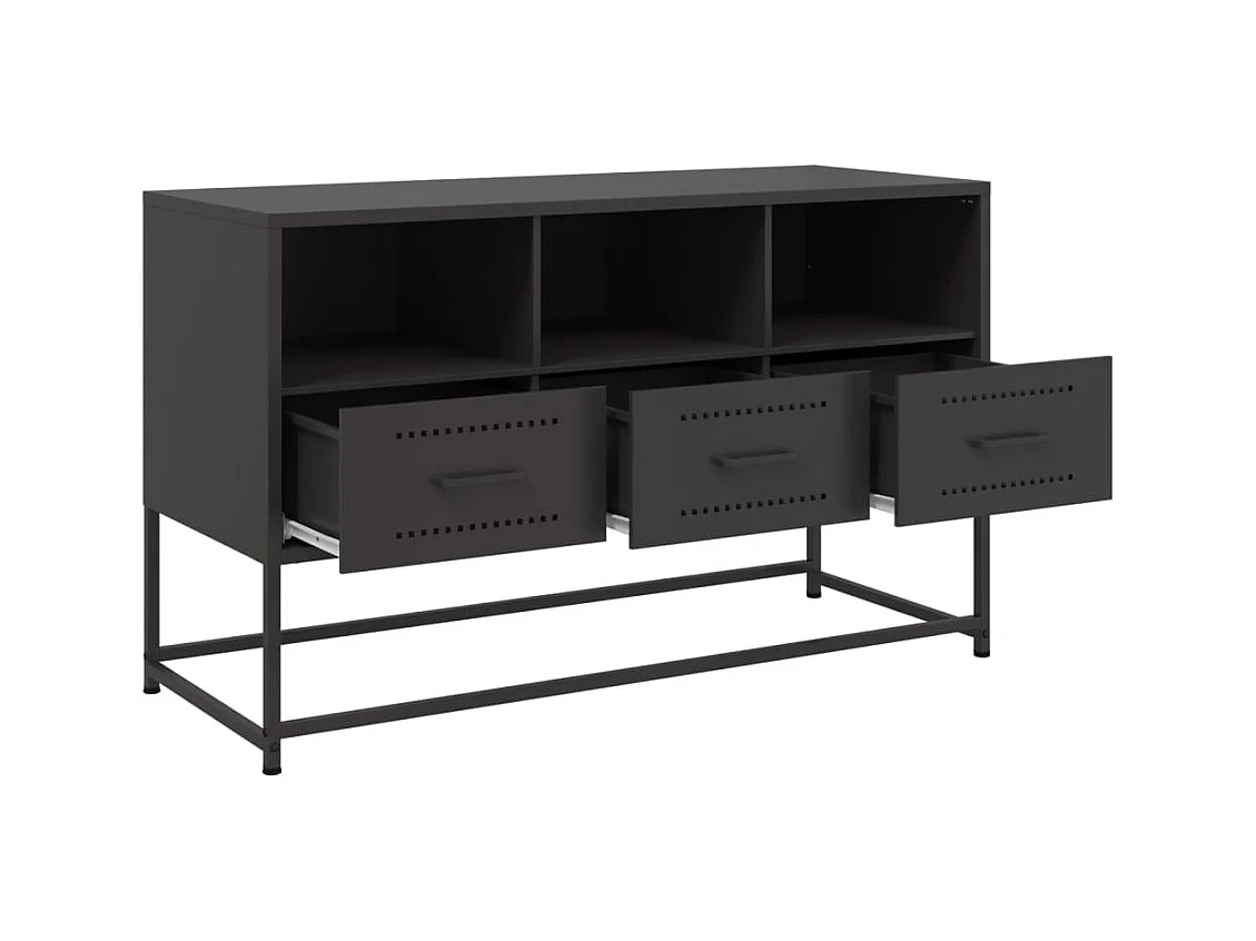 Lysri  Meuble TV noir 100,5x39x60,5 cm acier