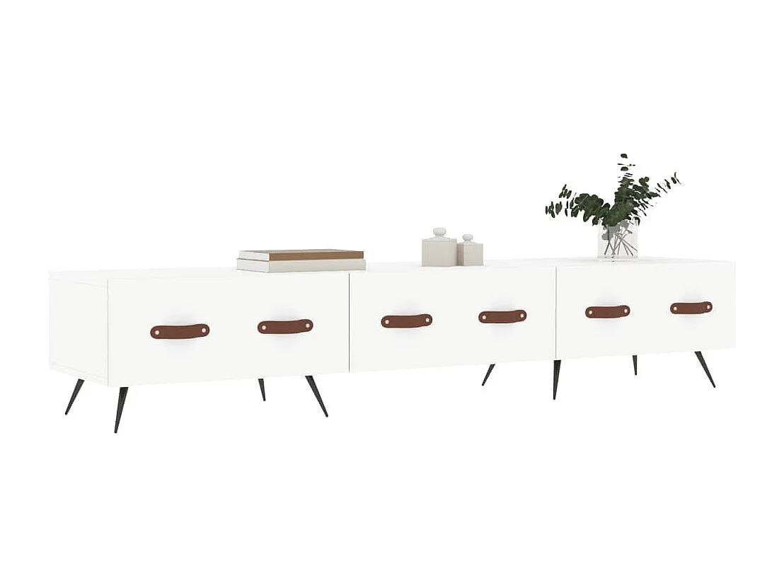 Tjorlin  Meuble TV blanc 150x36x30 cm bois d'ingénierie