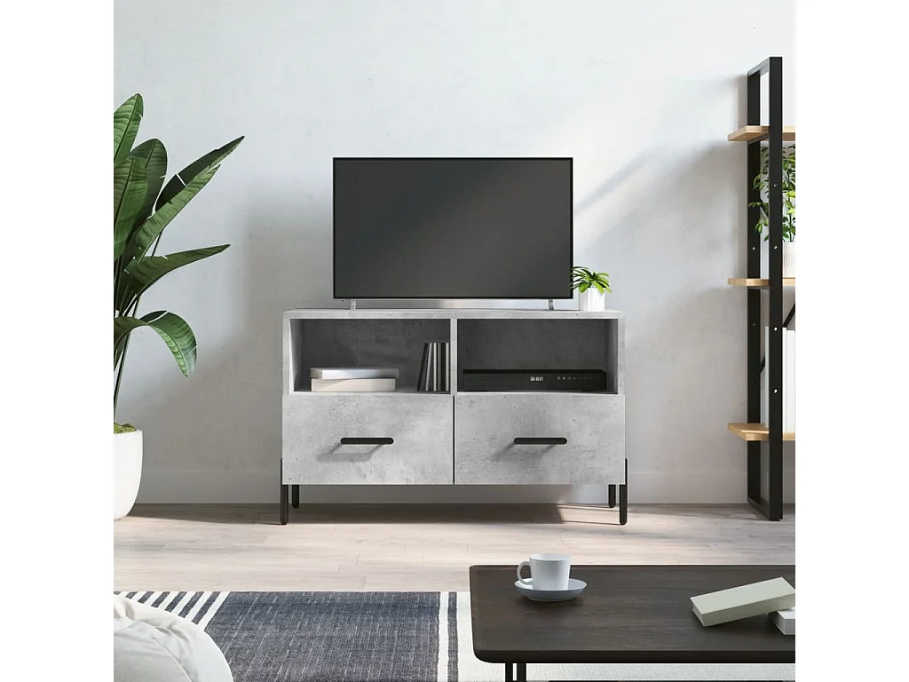 Erasmo  Meuble TV Gris béton 80x36x50 cm Bois d'ingénierie