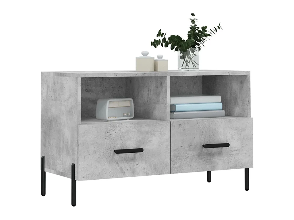 Erasmo  Meuble TV Gris béton 80x36x50 cm Bois d'ingénierie