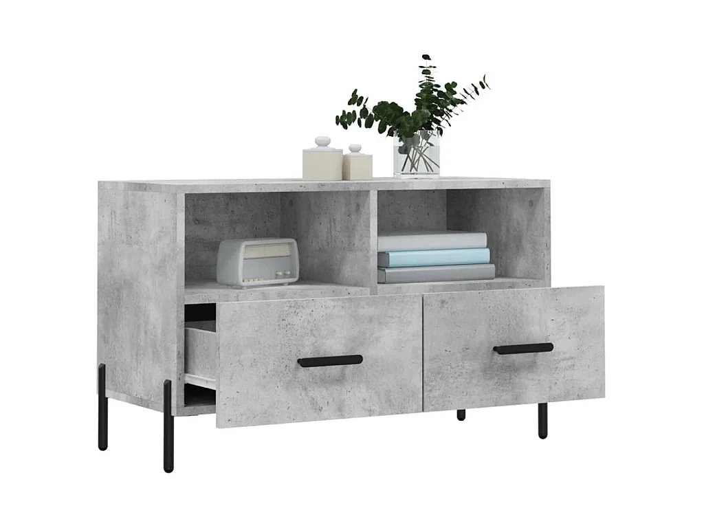 Erasmo  Meuble TV Gris béton 80x36x50 cm Bois d'ingénierie