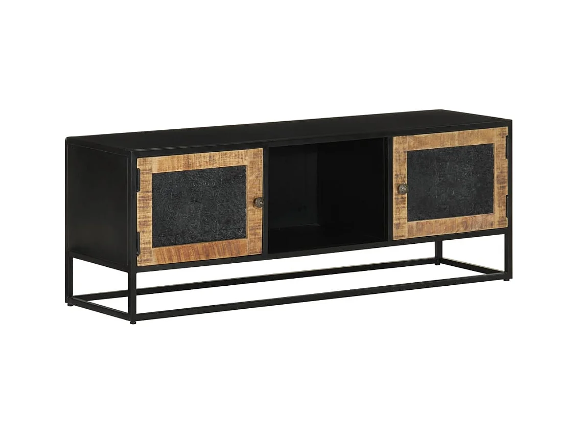 Eustis  Mueble de TV madera maciza de mango y erro 110x30x40 cm