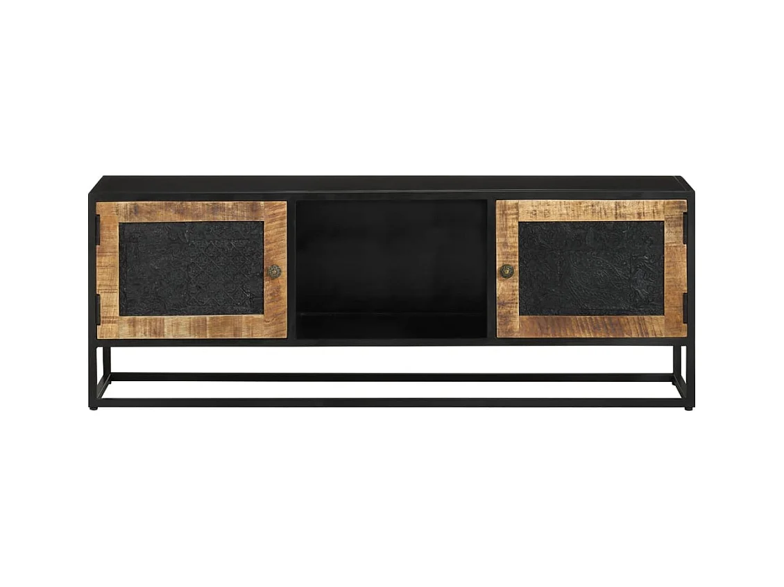 Eustis  Mueble de TV madera maciza de mango y erro 110x30x40 cm