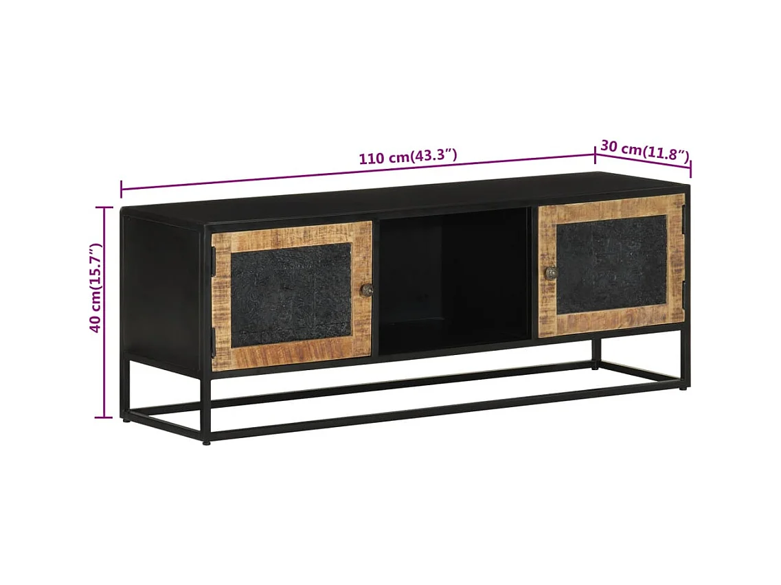 Eustis  Mueble de TV madera maciza de mango y erro 110x30x40 cm