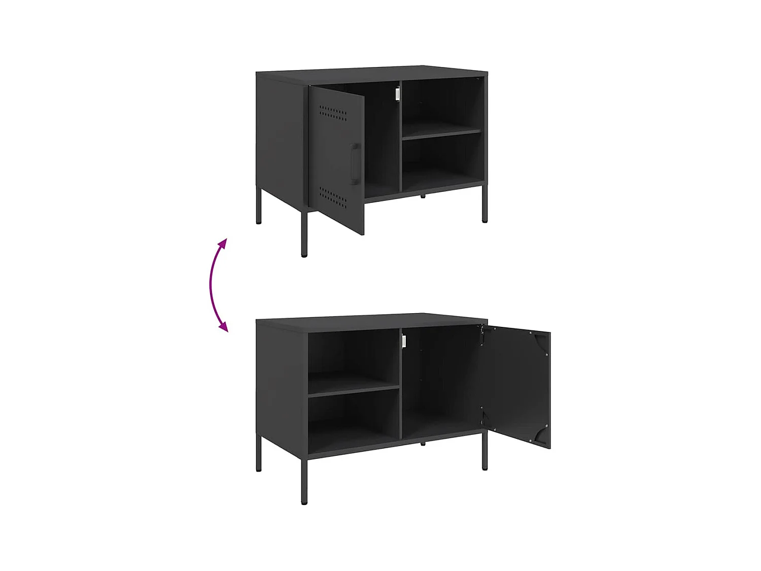 Neris  Meuble TV noir 68x39x50,5 cm acier