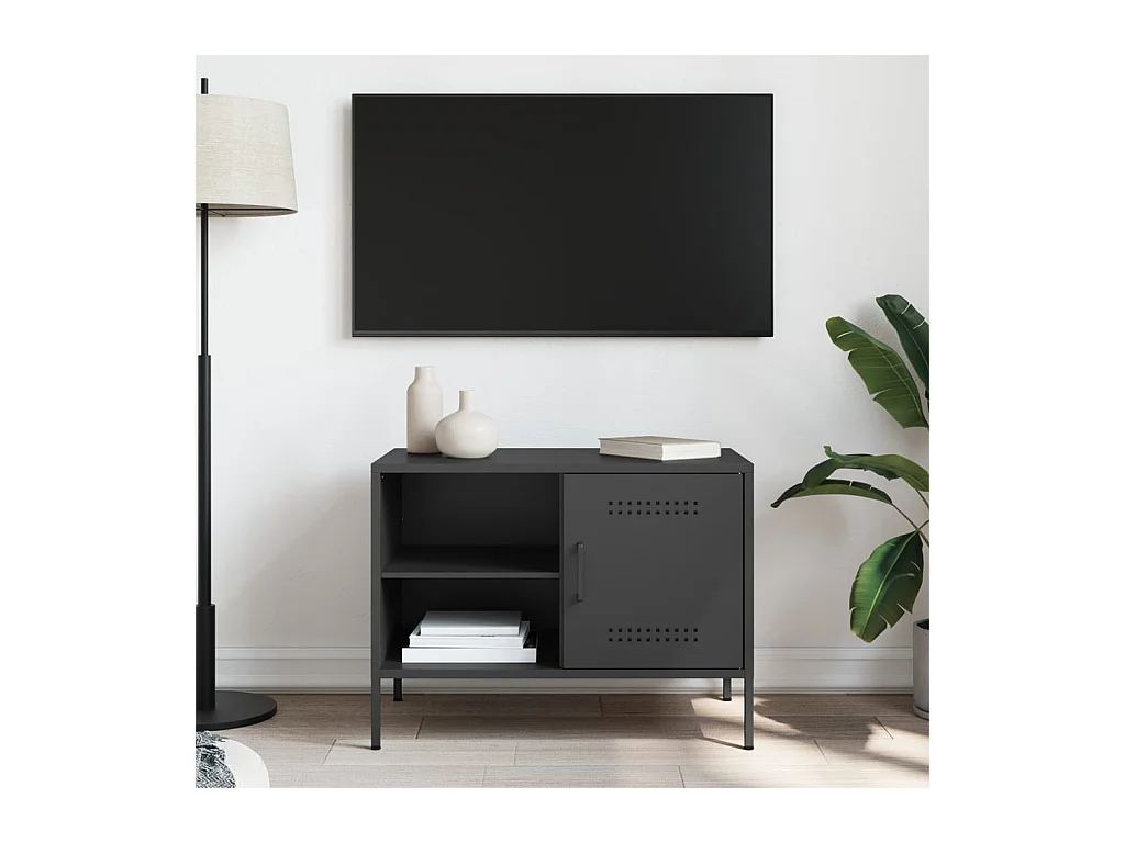 Neris  Mueble de TV acero negro 68x39x50,5 cm