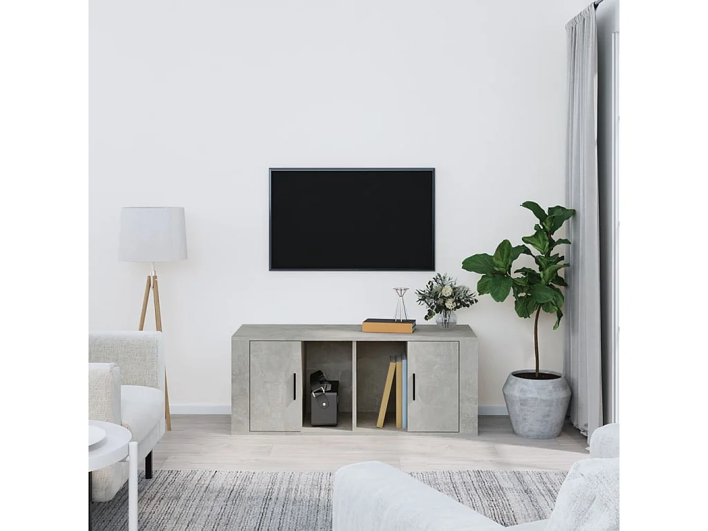 Alfinn  Tv-meubel 100x35x40 cm bewerkt hout betongrijs