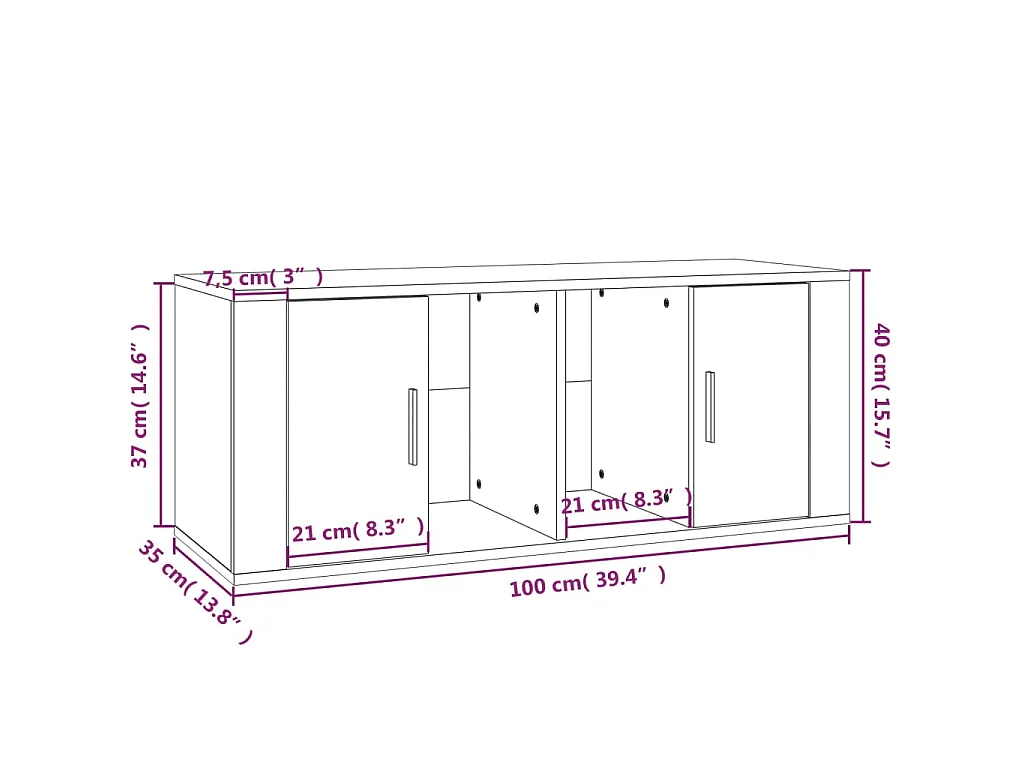 Alfinn  Tv-meubel 100x35x40 cm bewerkt hout betongrijs