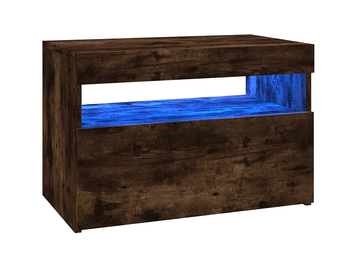 Ilion  Mueble de TV con luces LED color roble ahumado 60x35x40 cm