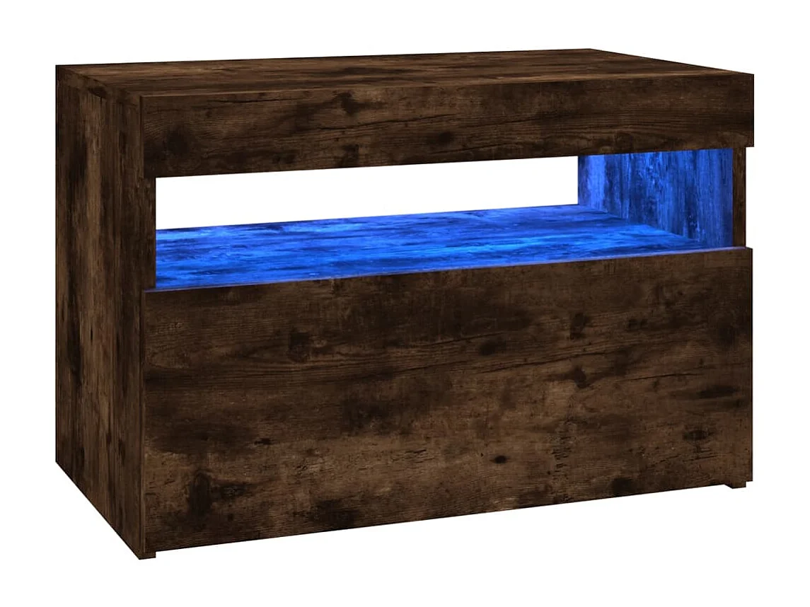 Ilion  Mueble de TV con luces LED color roble ahumado 60x35x40 cm