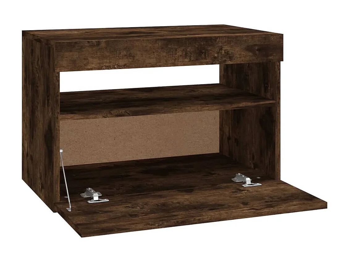 Ilion  Mueble de TV con luces LED color roble ahumado 60x35x40 cm