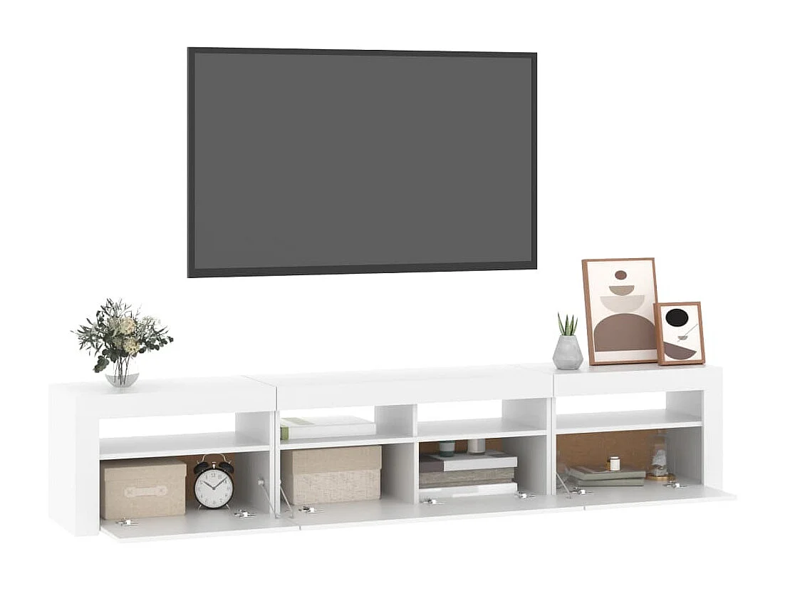 Vleteren  Meuble TV avec lumières LED Blanc 210x35x40 cm