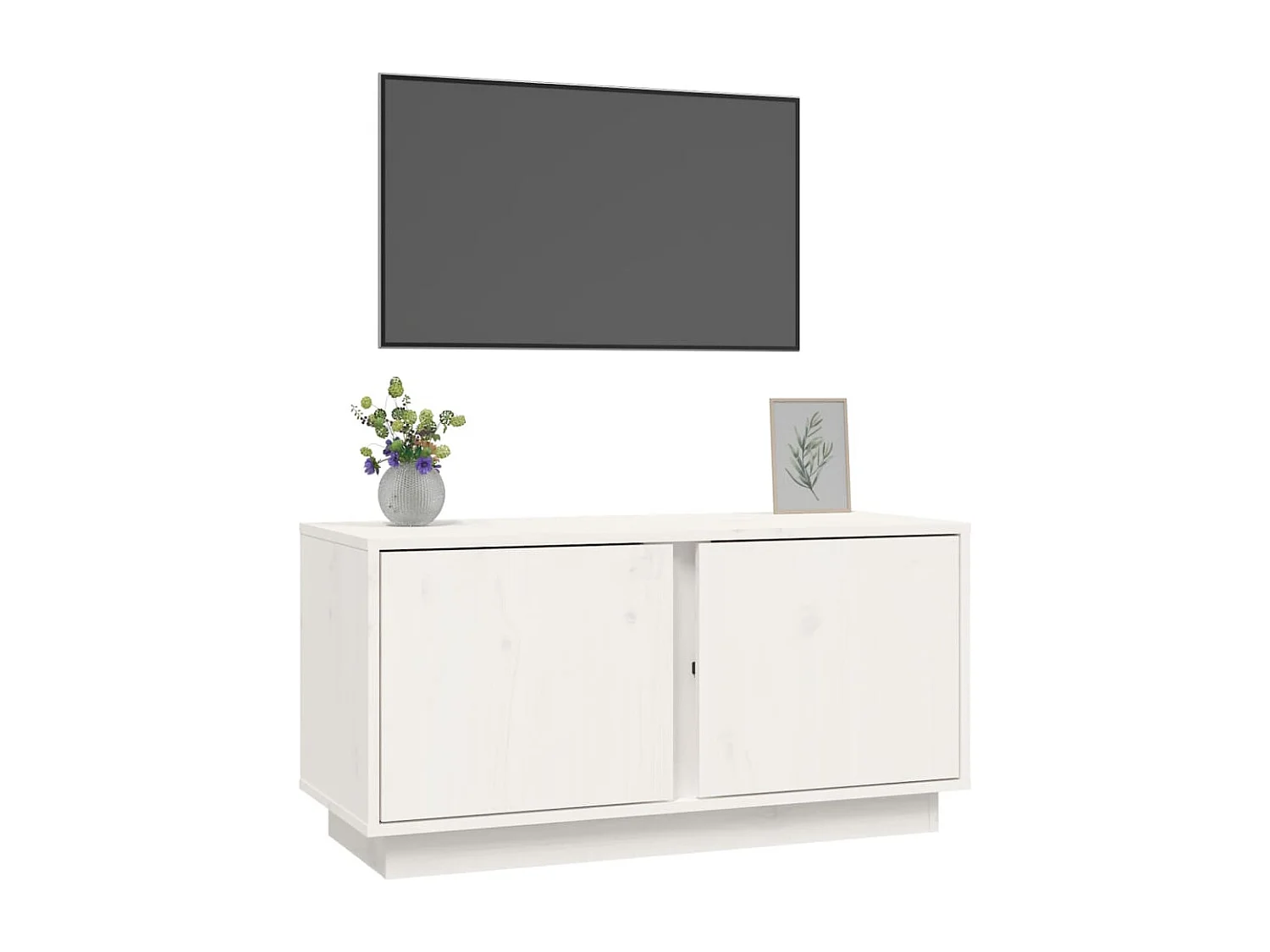 Seliron  Meuble TV Blanc 80x35x40,5 cm Bois de pin massif