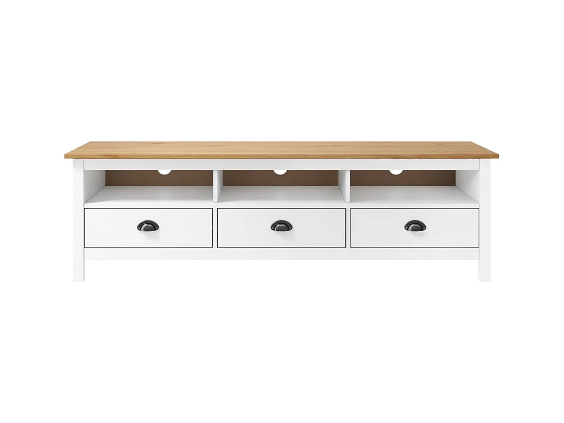 Lythor  Meuble TV ll Range Blanc 158x40x47 cm Bois de pin solide