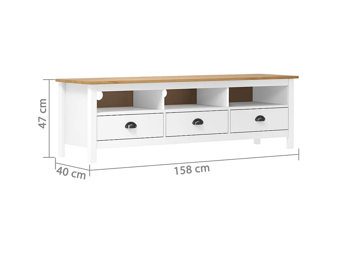 Lythor  Meuble TV ll Range Blanc 158x40x47 cm Bois de pin solide