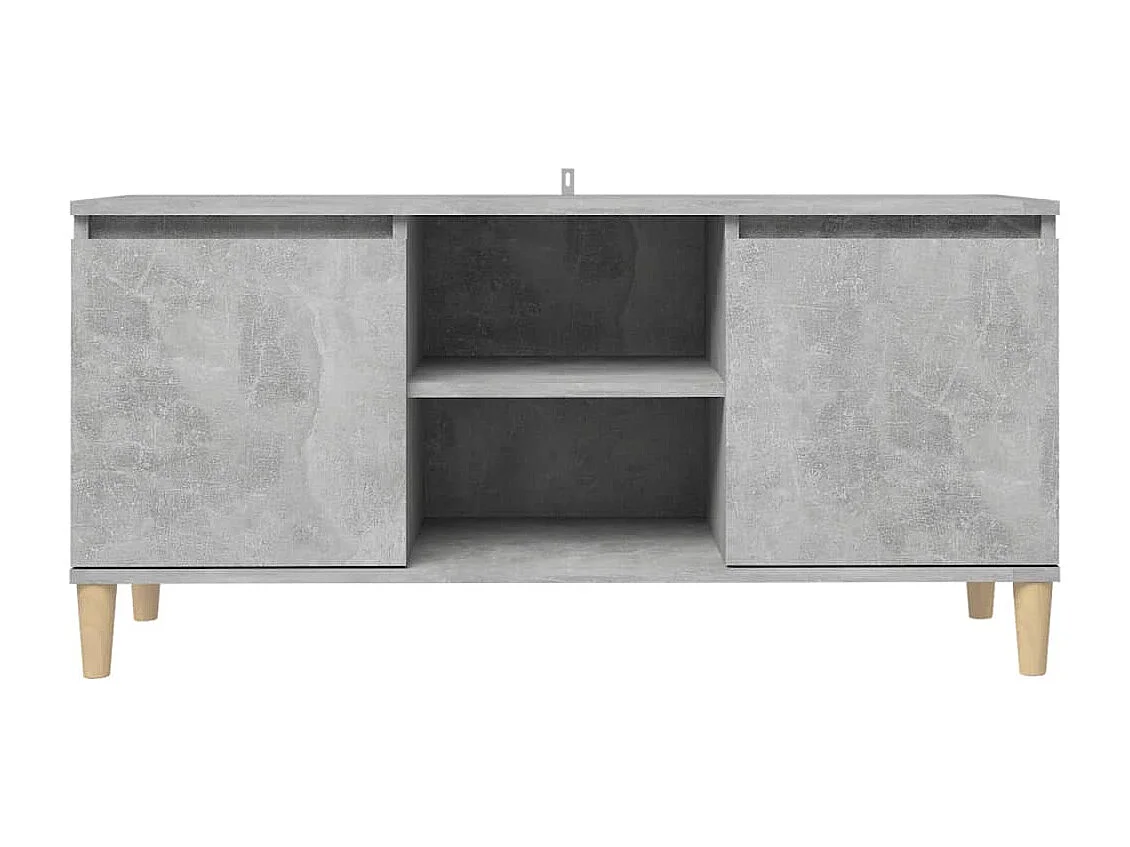 Xara  Meuble TV avec pieds en bois massif Gris béton 103,5x35x50 cm